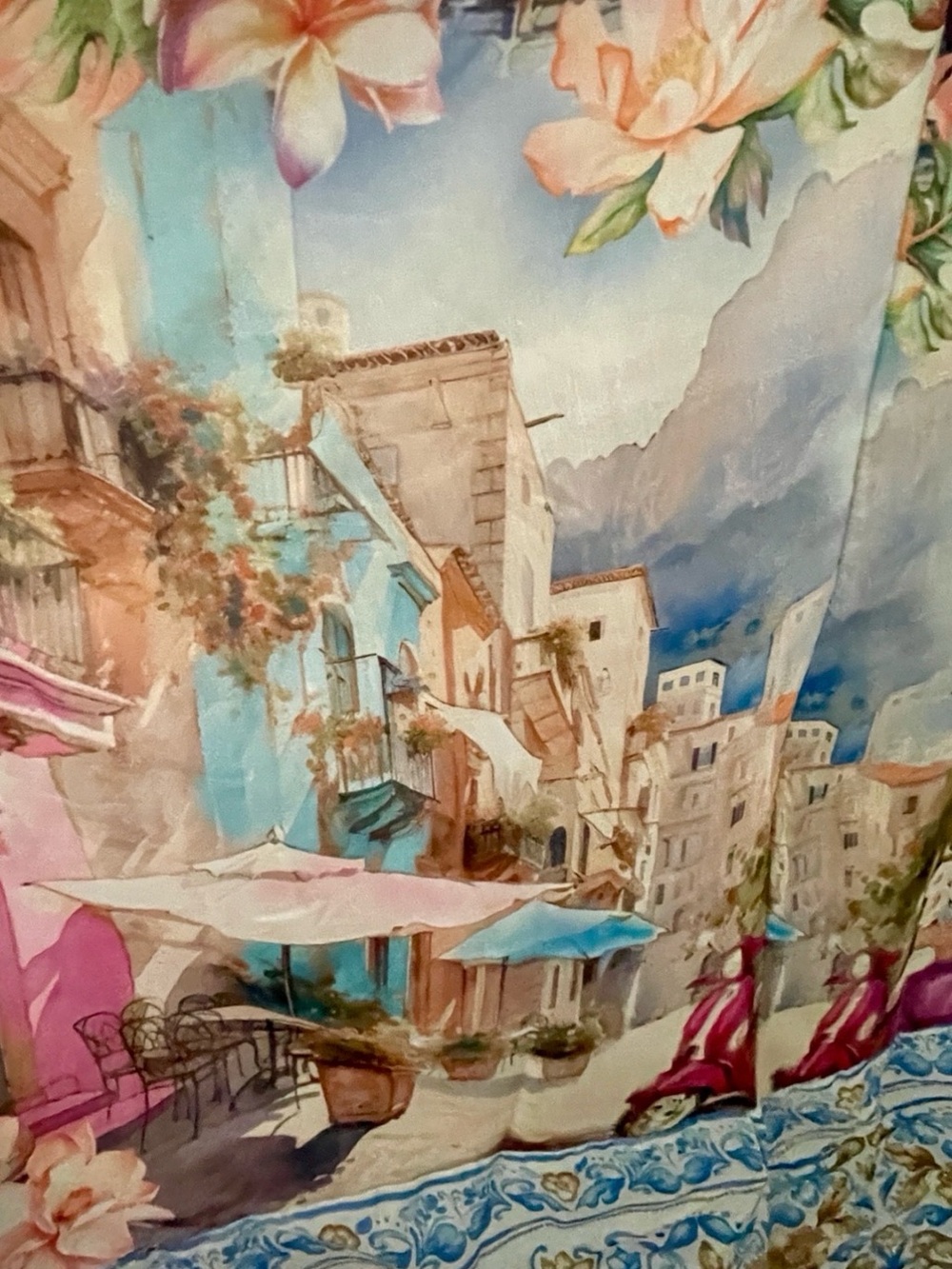 NWT Wishing Waves ITALIAN RIVIERA Scenic Postcard COTTON Resort Dress Size Small - Picture 3 of 16